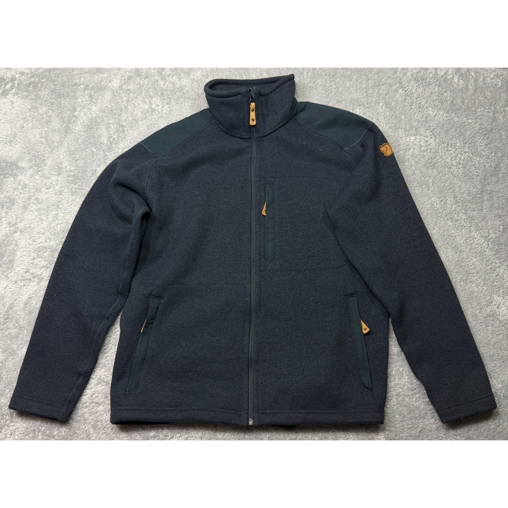 Fjallraven Buck Fleece Jacket Full Zip Large Mens Blue Gorpcore Hiking Outdoors